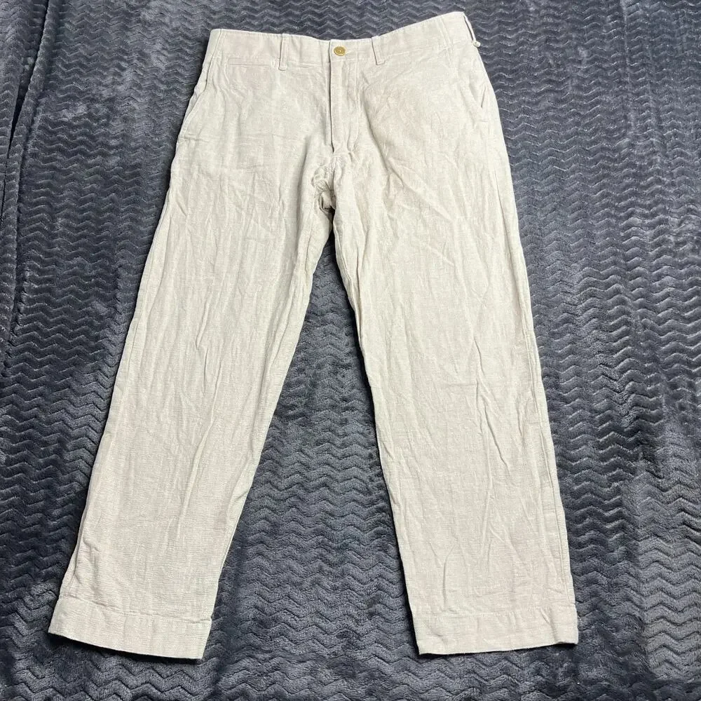 Buck Mason natural linen hopsack carry on pants trousers size 30